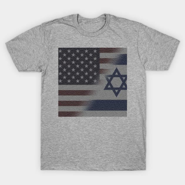 American and Israeli Flag Blended T-Shirt by designs-by-ann